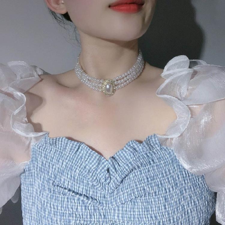 Clavicular Chain Trendy Wedding Jewelry Pieces Imitation Pearls Choker Necklace