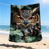1pc Owl Print Throw Blanket Polyester Fiber, Lightweight Flannel, Soft & Warm, All Season Use for Outdoor, Camping