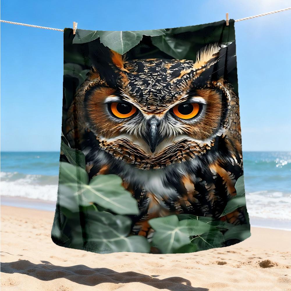 1pc Owl Print Throw Blanket Polyester Fiber, Lightweight Flannel, Soft & Warm, All Season Use for Outdoor, Camping