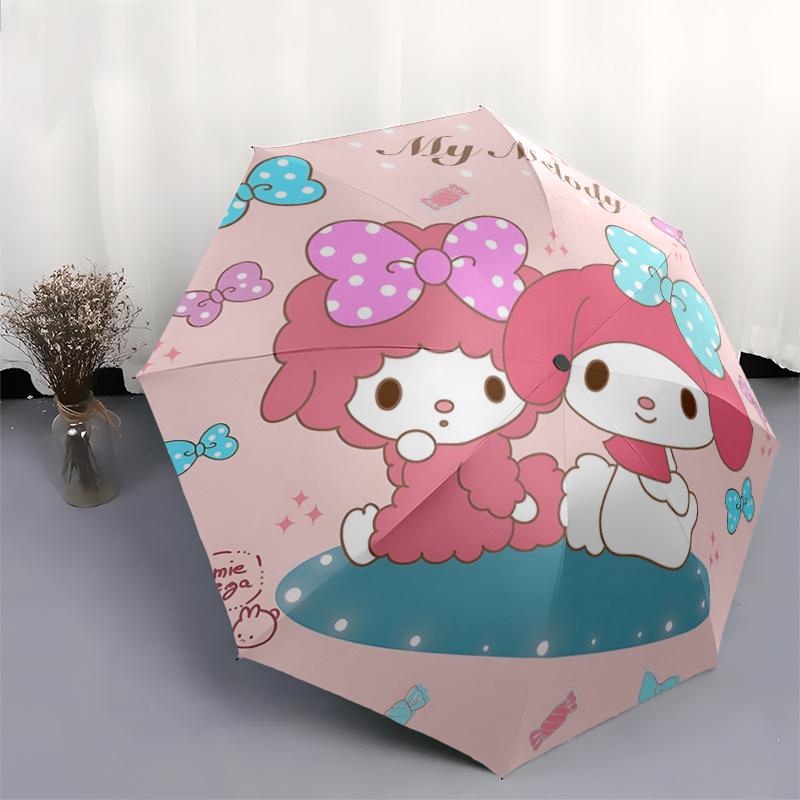 1pc My Melody Automatic Opening/Closing Umbrella with Portable Tri-Fold Design, 8-Bone Iron Frame, Outdoor, Gift for Fans, Travelers, Everyday Use, Pe