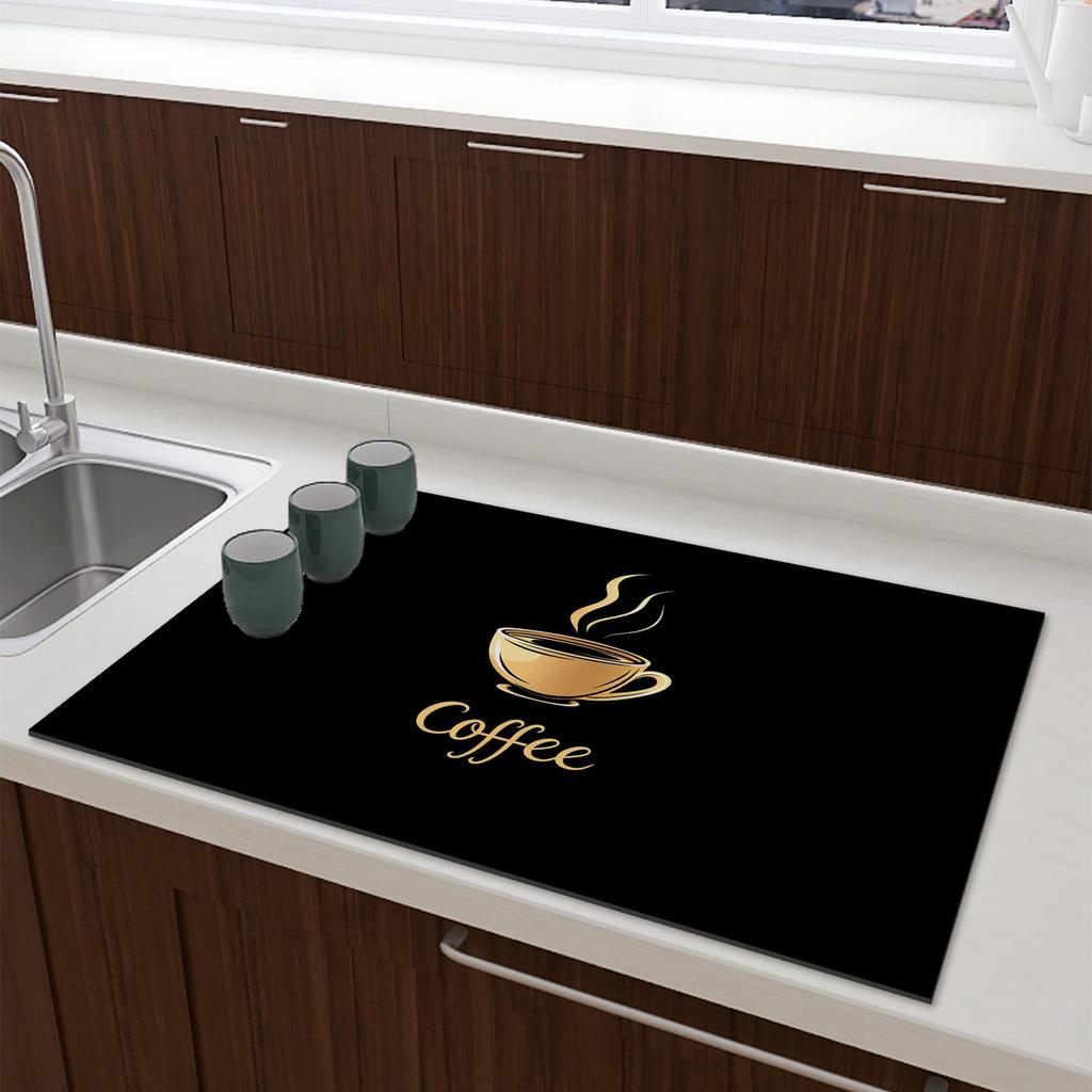 Kaffeemaschinenmatte Wasserdicht Küchen Geschirrtrockenmatten Rutschfeste Abtropfmatte Schnelltrocknend Geschirr Wasserhahn Essgeschirr Teppich