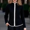 Damen Rollkragen Reißverschluss Strickjacke mit Besatz Kurze Jacke für die Arbeit