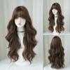 Dark Brown Big Waves Long Wig for Women - Full Bangs Voluminous Full Cap, Heat Style Trim Ready, Natural Realistic Daily