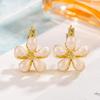Double-Sided Glazed Cat's Eye Flower Earrings - Niche Design, High-End Autumn/Winter Ear Studs, Light Luxury for Women.