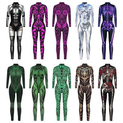 Cosplay-Overall für Damen, sexy, 3D-Druck, futuristischer Kostüm-Overall