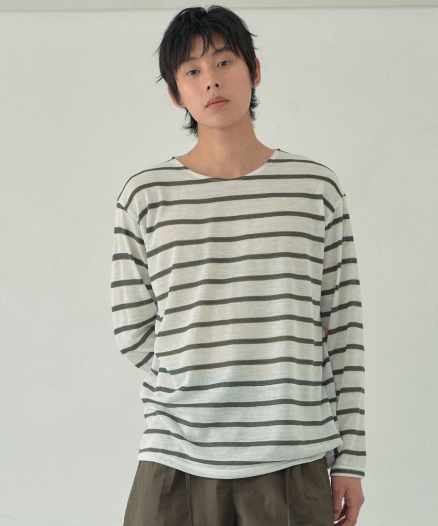 Wednesday Oasis Bondi Stripe Long Sleeve T-Shirt_Ivory(Wb6Tp24)