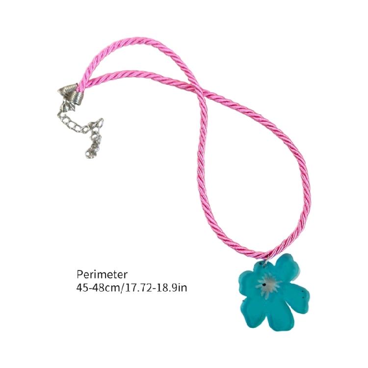 Fashionable Blossoms Pendant Necklace In Sturdy Cord Acrylic Materials With Adjustable Chain for Versatile Styling