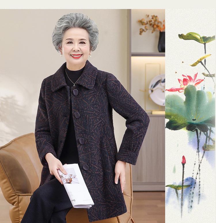 Mid-Length Imitation Mink Velvet Coat for Middle-Aged and Elderly Women - Winter Padded, Thick, Stylish for Grandma