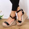 Fashion 2025 Summer Women's Wedged Sandals Ankle Straps Platform Roman Shoes Large Size High Heel Casual Ladies Sandals