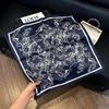Sen green flower print fresh imitation silk scarf premium versatile square scarf neck protection scarf trendy headscarf scarf women
