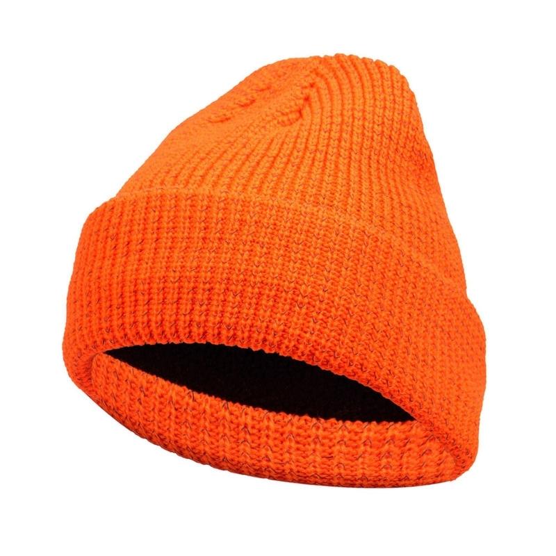 

High Visibility Knitted Caps For Night Running Cycling with Reflective Thread Comfortable Safety Beanies Hat for Outdoor помаранчевий