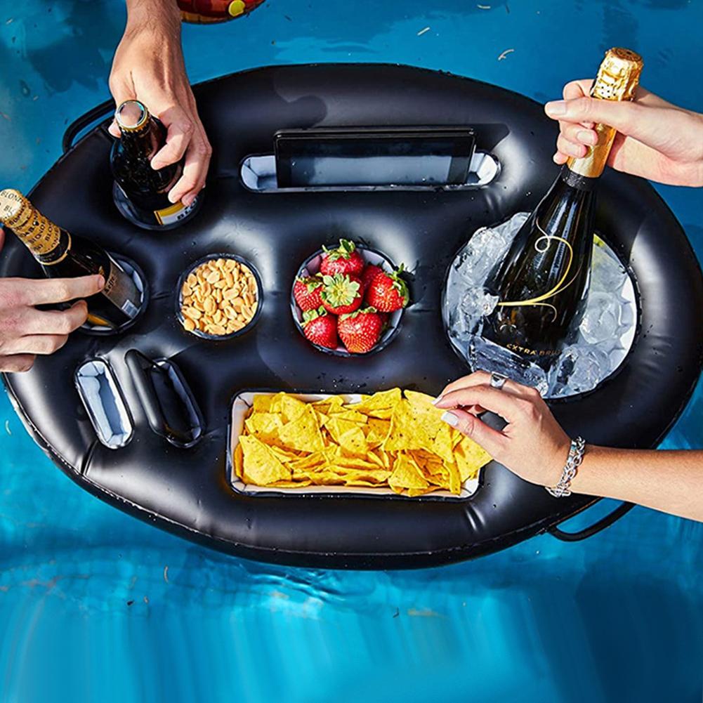 Inflatable Drinks Holder Floating Cup Holder Multifunctional Drinks Cooler Tray Leakproof Drinks Tray Floats for Summer Party