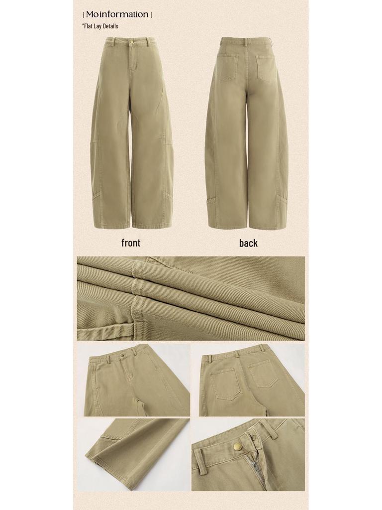 2025 Khaki Loose Straight-Leg Workwear Jeans - New American Design