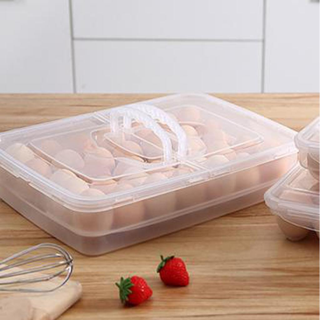 Portable Egg Storage Box 34 Grids Plastic Egg Storage Carrier with Handle for Kitchen Refrigerator