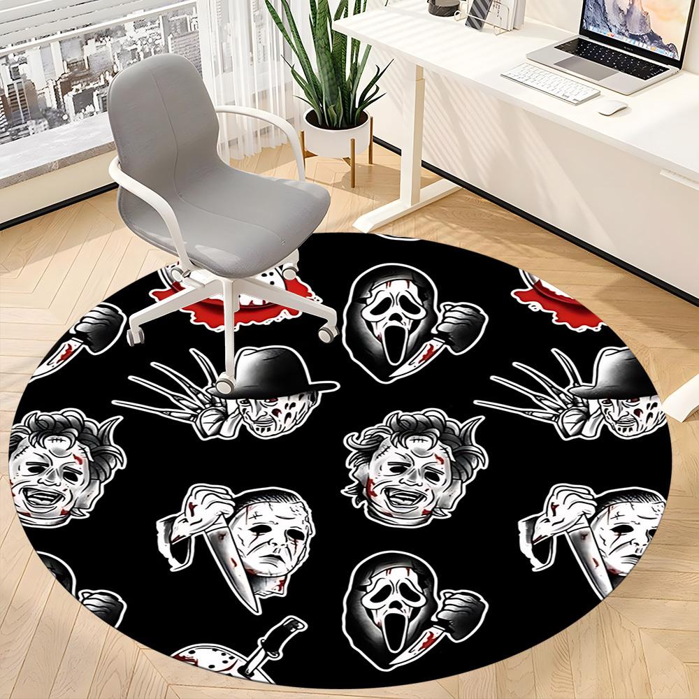 1 Stück Horrorfilm-Charaktere Stuhl Teppich für Büro, Innenbereich Rutschfest Waschbar Polyesterfaser Teppich, Matte Für Büro, Maschinenwaschbar
