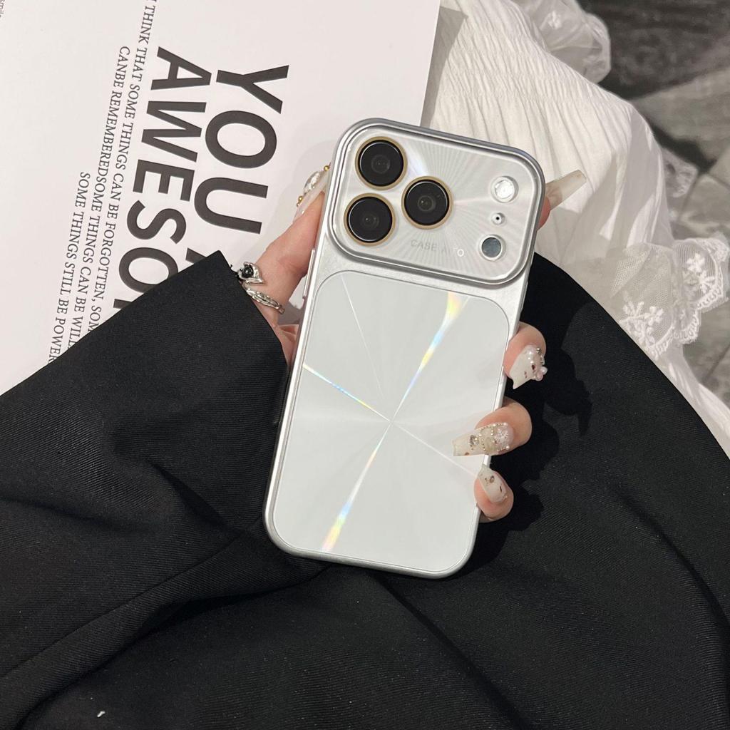 Aurora Silver Laser Edge iPhone 16 Pro Max Protective Case with Large Window