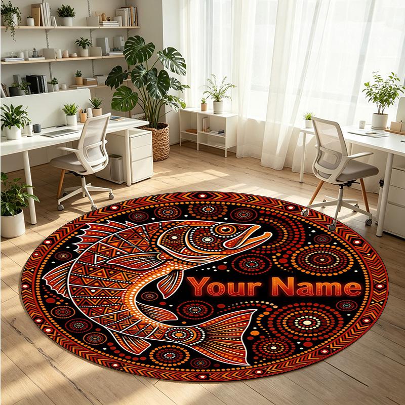 Ocean Sea (40) Theme Round Crystal Velvet Rug Custom Name Text Personalized Floor Mat Home Decor Non Slip Crystal Carpet