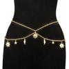 Moon Star Charm Waist Chain, Tassel Metal Link Belly Chain, Jewelry Party Beach Accessories