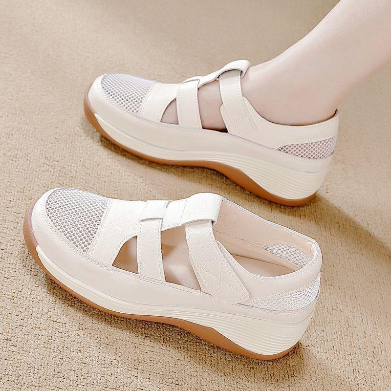 

Retro bag head sandals women s 2025 new summer platform sandals fashion mesh breathable hollow two wear hole shoes 40 бежевый
