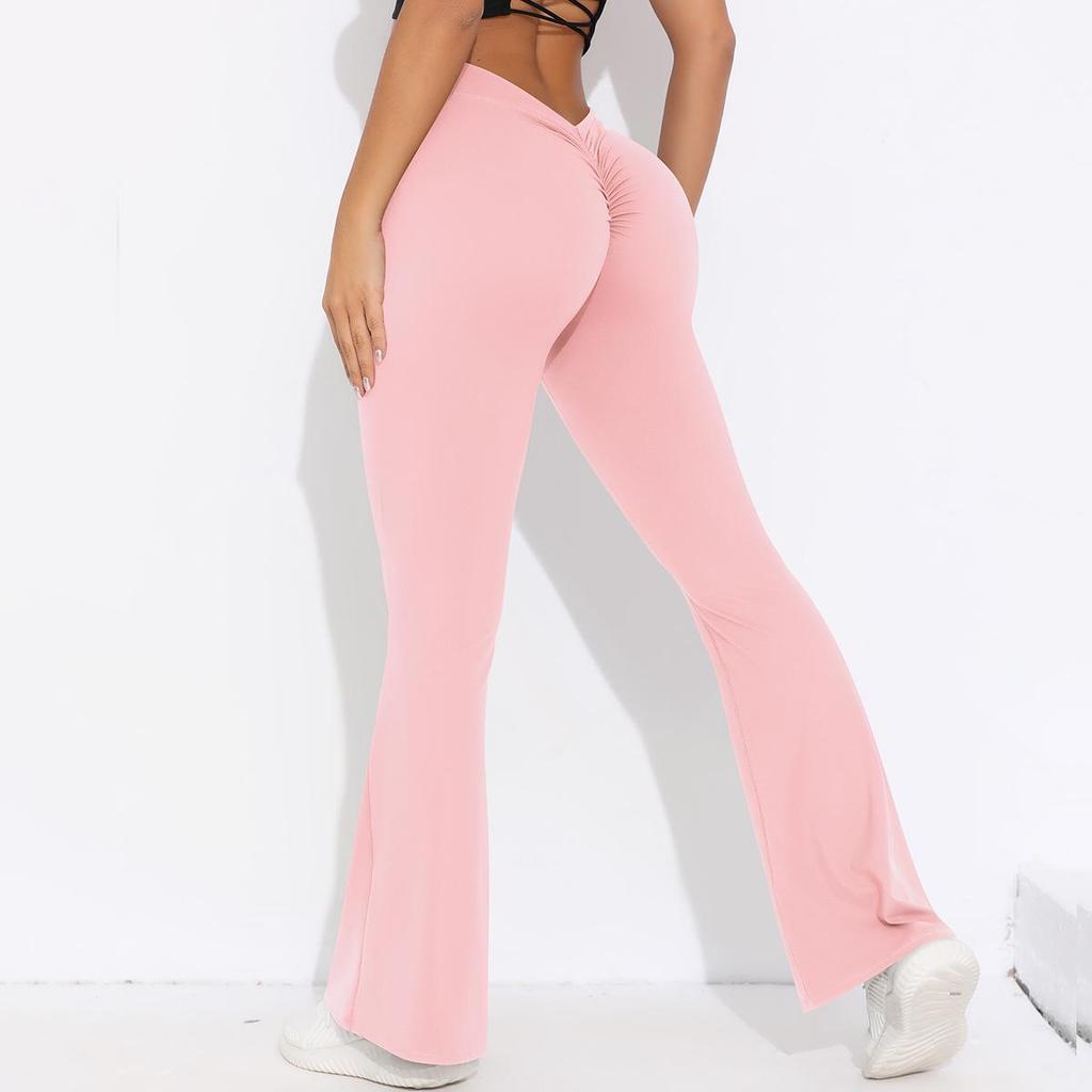 Solid Color V-Waist High-Waisted Loose Cropped Yoga Leggings