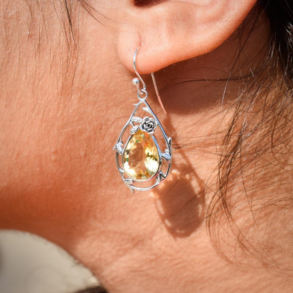 Natural Amethyst 925 Sterling Silver Earrings: Floral Jewelry
