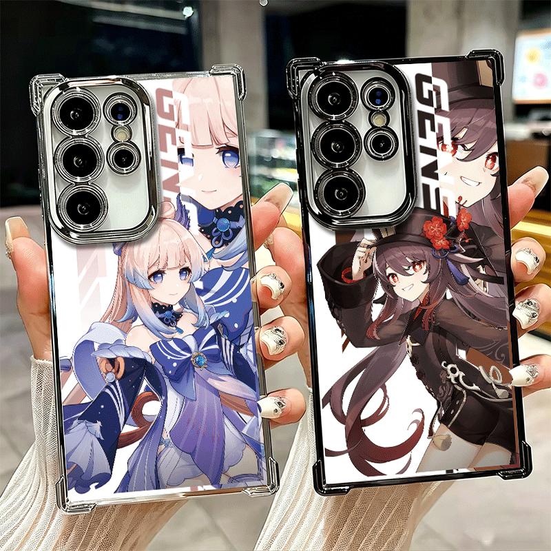 Genshin Impact Design Beschichtete Handyhülle Für Samsung Galaxy S24 S25 FE S26 Edge S23 Ultra S22 S21 Plus S20 Anti-Fall Airbag Abdeckung