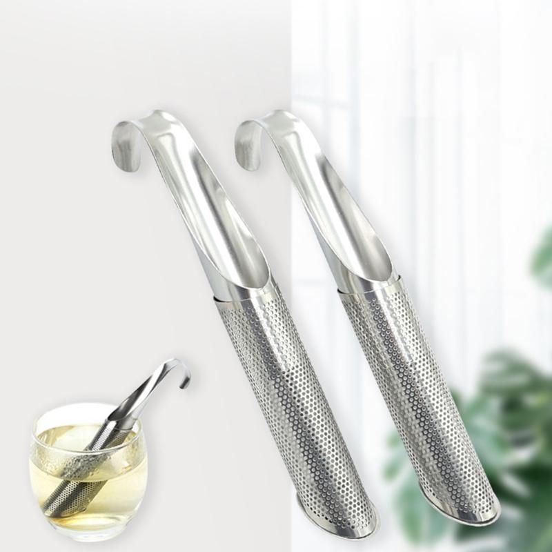 Pack of 2 Metal Tube Shaped Food Grade Teas Filter 304 Stainless Steels Pipes Teas Diffuser For Spices Hot Beverages