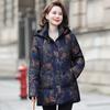 2026 Women's Winter Hooded Down Jacket: Warm, Windproof, Versatile Print for Mid-to-Older Age Moms
