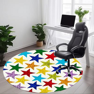 1 tapis de chaise étoiles colorées pour bureau, tapis rond en polyester, décoration intérieure pour bureau, tissu facile d'entretien, tapis de zone antidérapant lavable