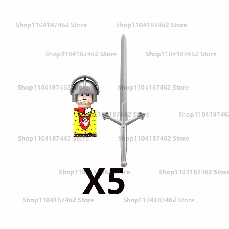 Medieval Military Castle Knight Army Set Building Blocks Green Dragon Wolf Warrior The War of Roses War-horse Weapons Brick Toys