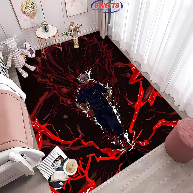 Jujutsu Kaisen Yuji Itadori Carpet! Bedroom Floor Living Room Bed Mat,Non-slip Exquisite Home Decor,Durable Machine Washable Rug