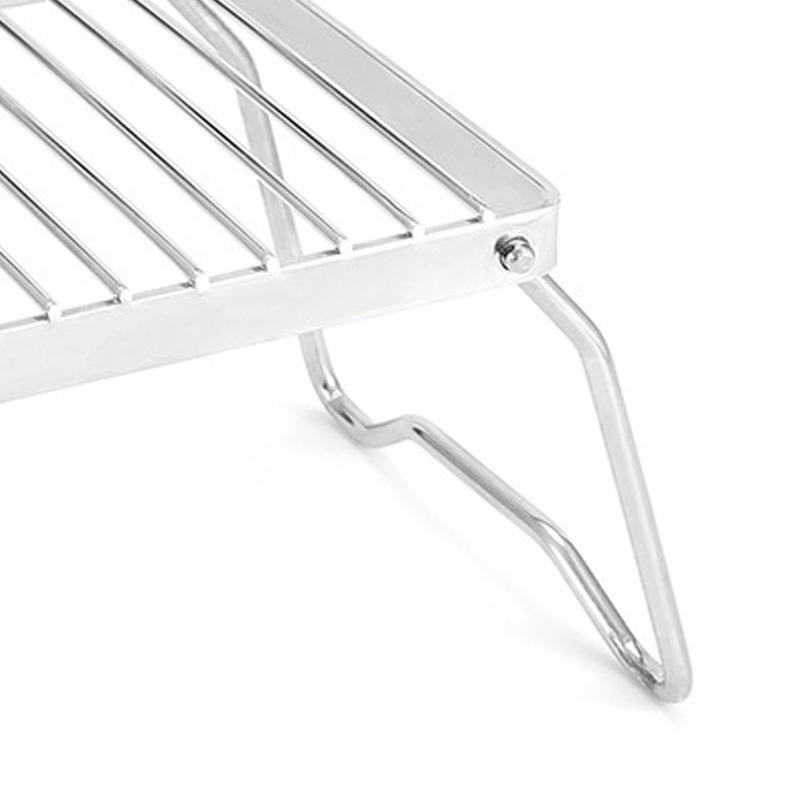 Folding Campfire Grill Stainless Steel Striped Barbecue Grill Holder Portable Stove Stand Bracket for Outdoor Camping