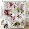 Pink White Flower Shower Curtain Decorative Home Bath Tub Bathroom Waterproof Fabric Washable Shower Curtains Decoration (180X24