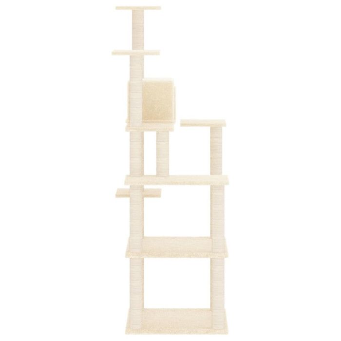 171636 vidaXL Cat Tree with Sisal Scratching Posts Cream 153 Cm