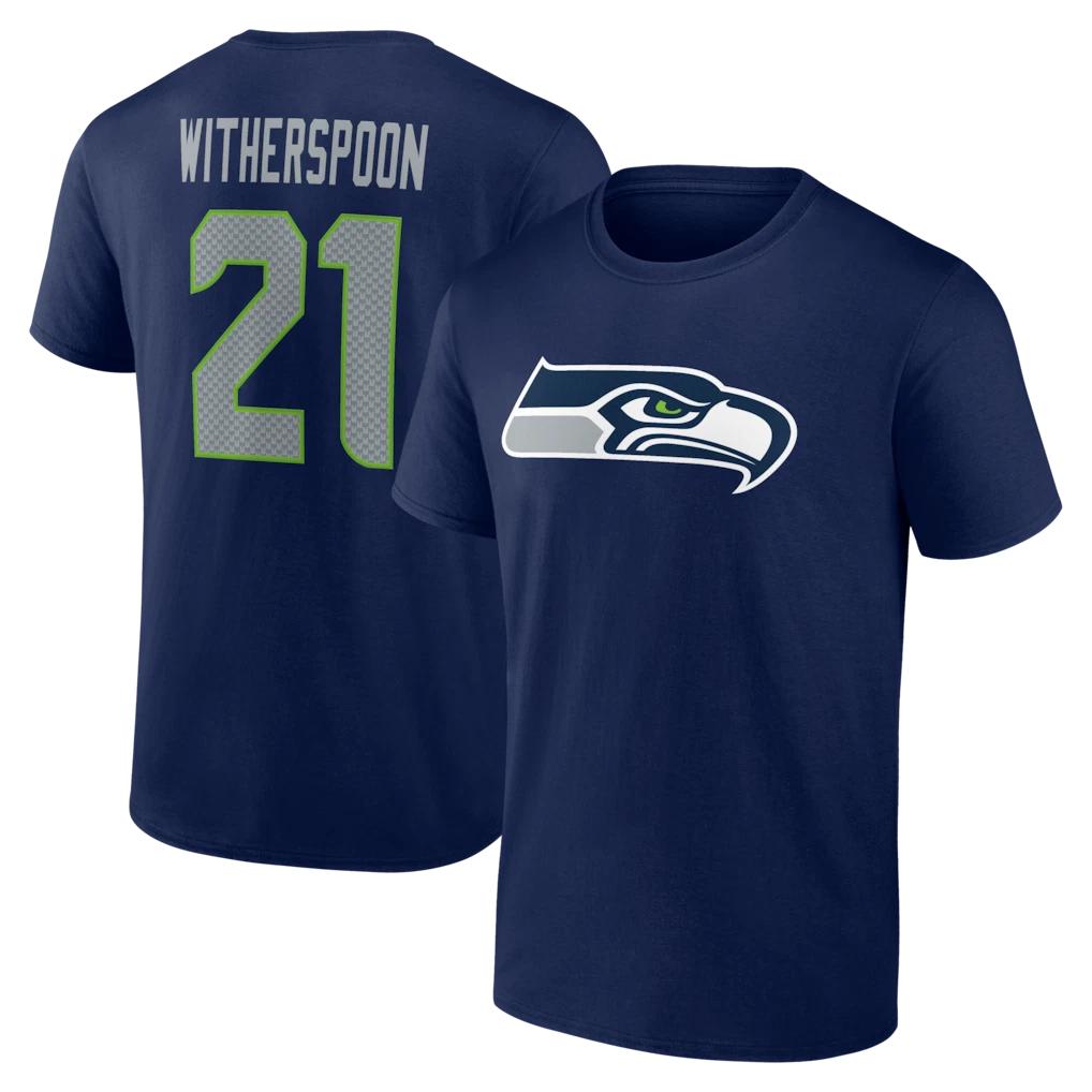 Seattle Seahawk Devon Wither spoon College Navy Icon Name & Number T-Shirt M