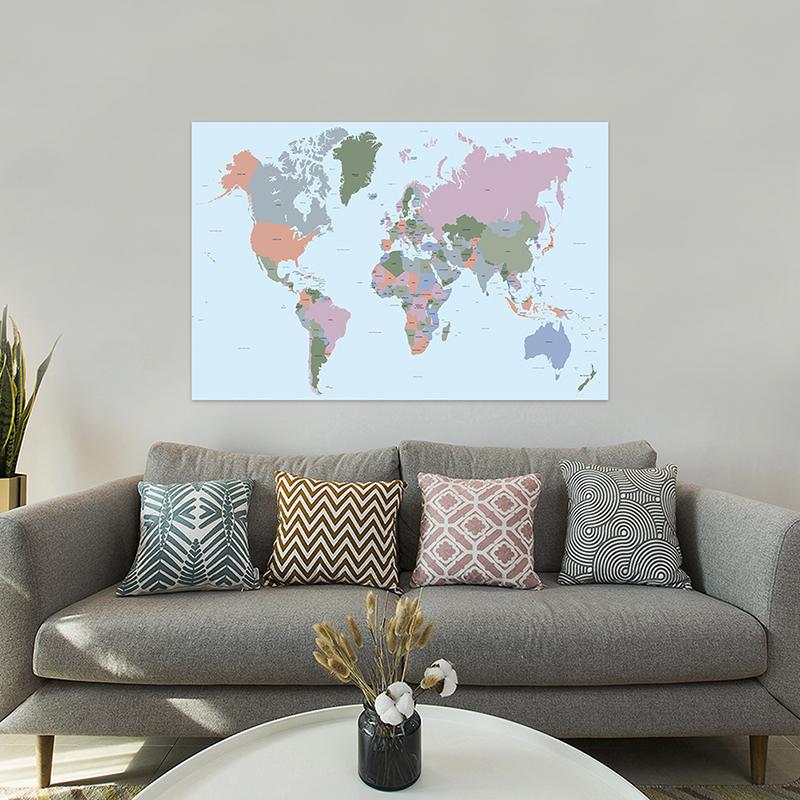 Grande Poster Mappa del Mondo Arte da Parete per Decorazione Aula e Ufficio di Casa, Mappa Politica del Mondo Dettagliata Aggiornata al 2026 per Viaggi e Uso Educativo