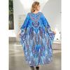Women's Fashion Summer Spring Feather Print 3/4 Sleeves V-Neck Loose Waistline Casual Dresses