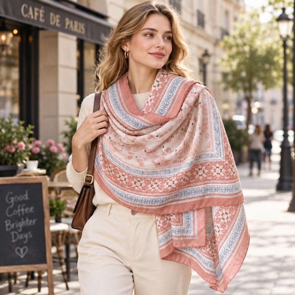Multi-Purpose Ethnic Print Shawl Large Size Travel Cover Up Retro Beach Wrap Shawl For Women