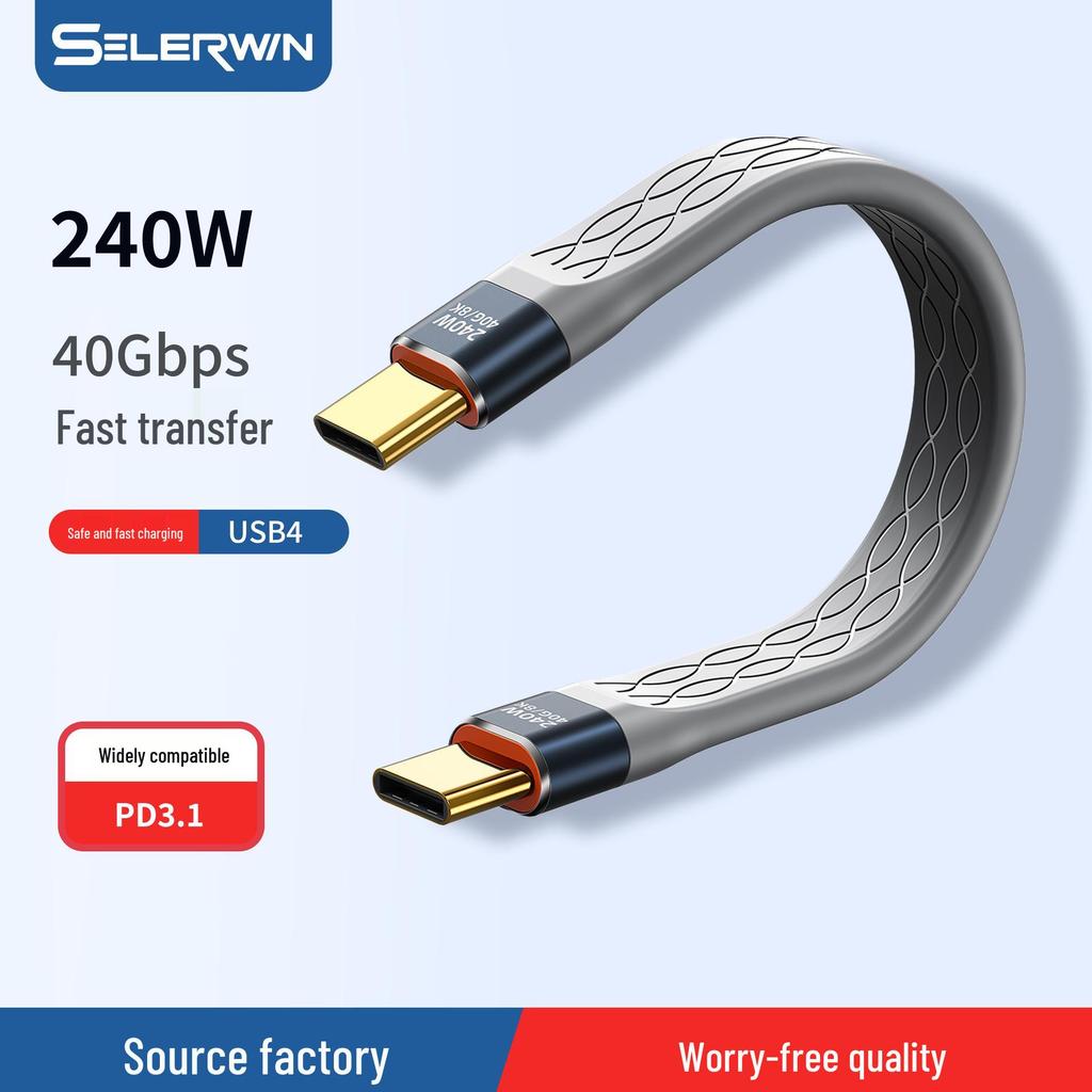 Cablu USB4 Type-C cu Încărcare Rapidă 240W, 40Gbps Thunderbolt, Compatibil 8K pentru Telefoane Mobile Universale