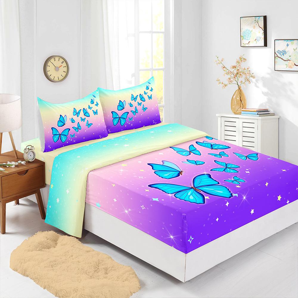 

Four-Piece Mattress Color Gradual Change Bedding 3D Digital Printing Kit Mattress Protective Cover (90cm * 190cm * 40cm) Pillowcase * 1