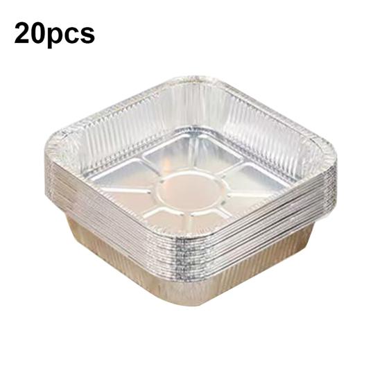 10 Pcs Tin Foil Box Disposable Aluminum Foil Pans with Temperature Lock Insulation Cover for Baking Cakes Pies Casseroles Oven Safe Easy Clean Food