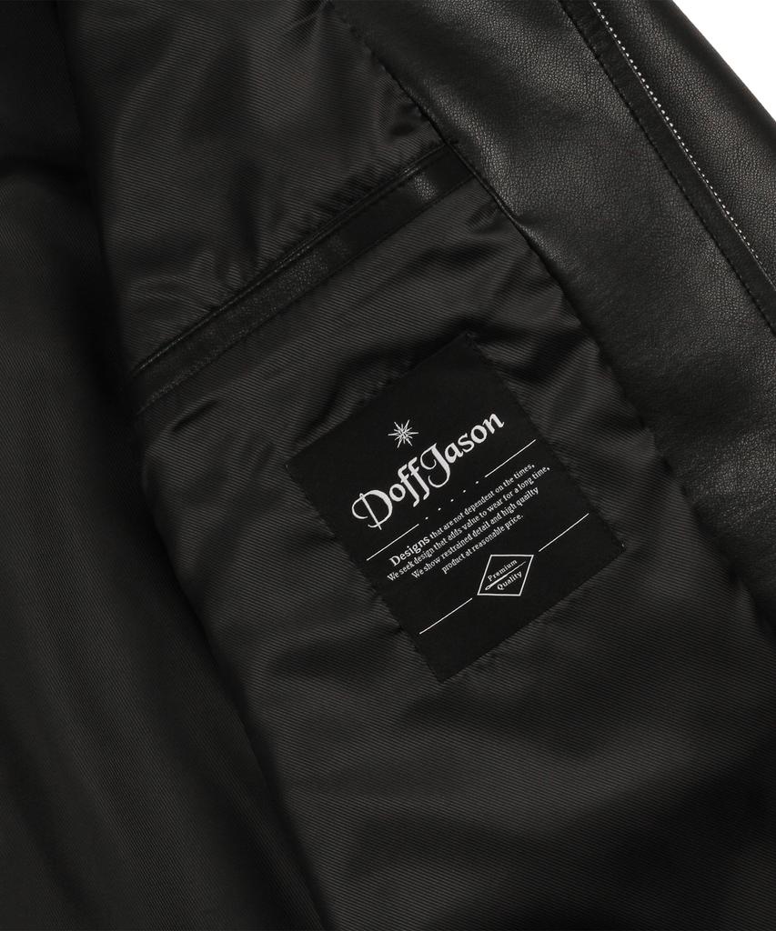 Doffjason Oversized Vegan Leather Single Jacket