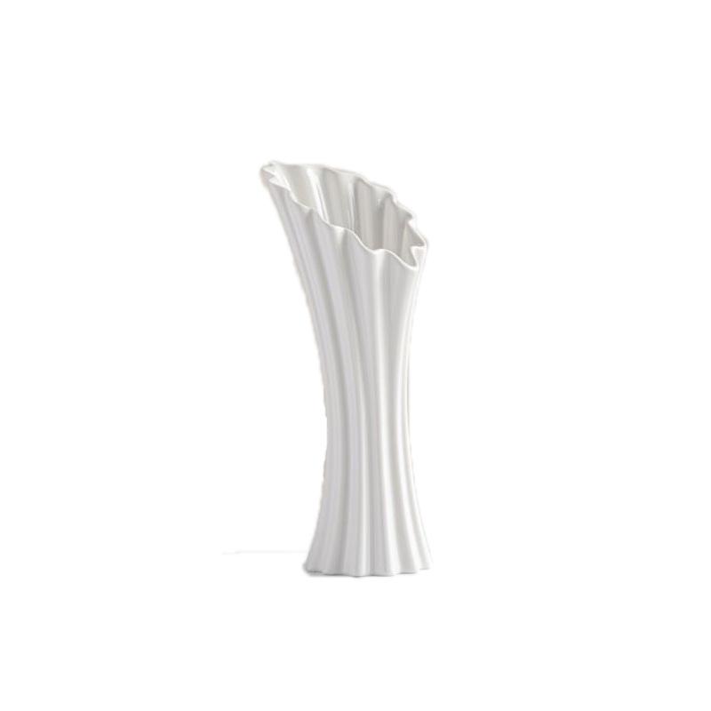 Special-Shaped Striped Ceramic Vase, Simple Flower Insert, High-End Sense, Versatile Home Soft Decoration, Light Luxury Creative Ornament
