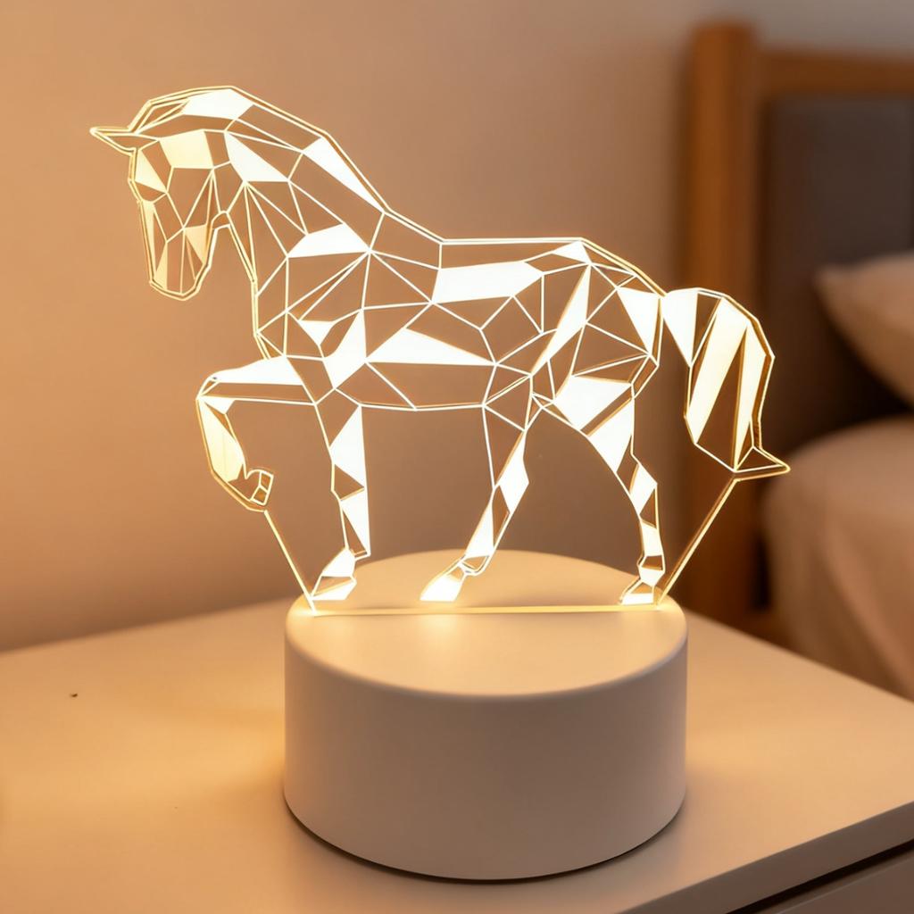 3D Visual Effects of Horse Night Lights, Creative Desktop and Bedroom Atmosphere Lights, and Night Lights for Room Decoration