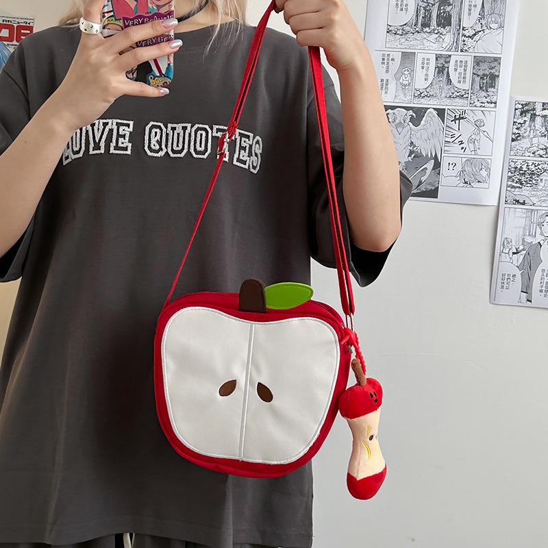 Cute Apple Fruit Bag Summer 2025 New Small Fresh Literary Girl Versatile Messenger Small Round Bag