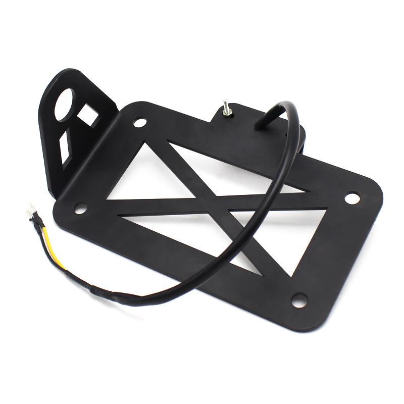 Retro American Cruiser Motorcycle Side License Plate Holder with Light Bracket