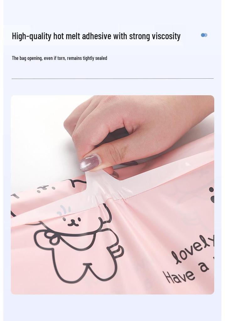 Pink Cartoon Dog Waterproof Shipping Bag - Durable and Thickened Express Plastic Packaging for Logistics