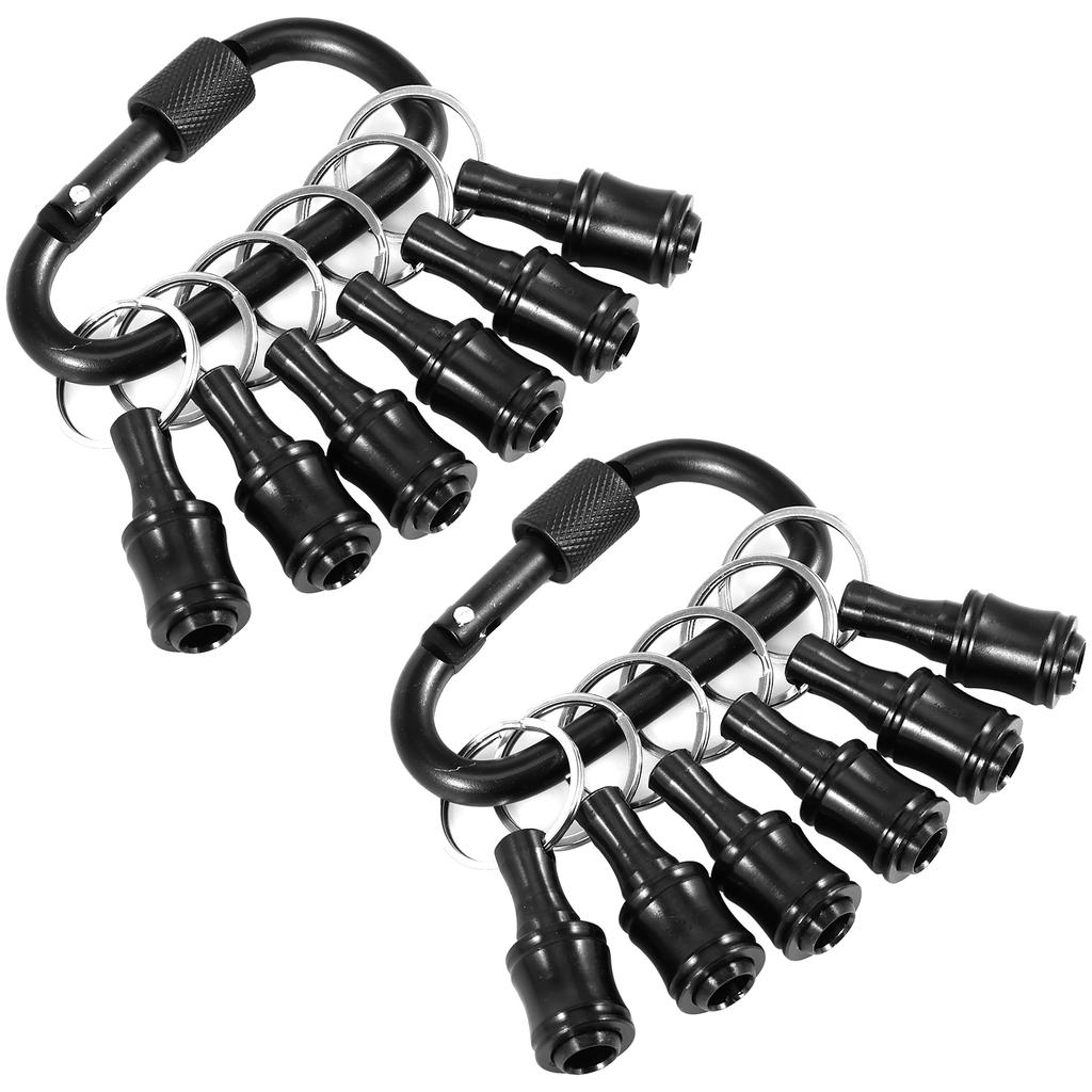 Bit Holder With Carabiner 1/4"Hex Shank Alloy Screwdriver Bits Holder Quick-change Extension Bar Keychain Drill Screw Adapter