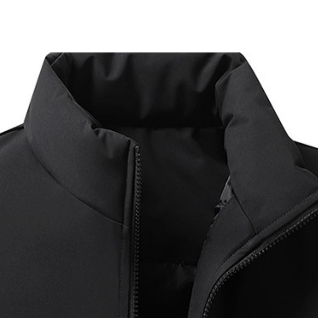Men's Casual Solid-color Light Down Cotton Vest, Men's Stand-up Collar Zip-up Workwear Vest Jacket