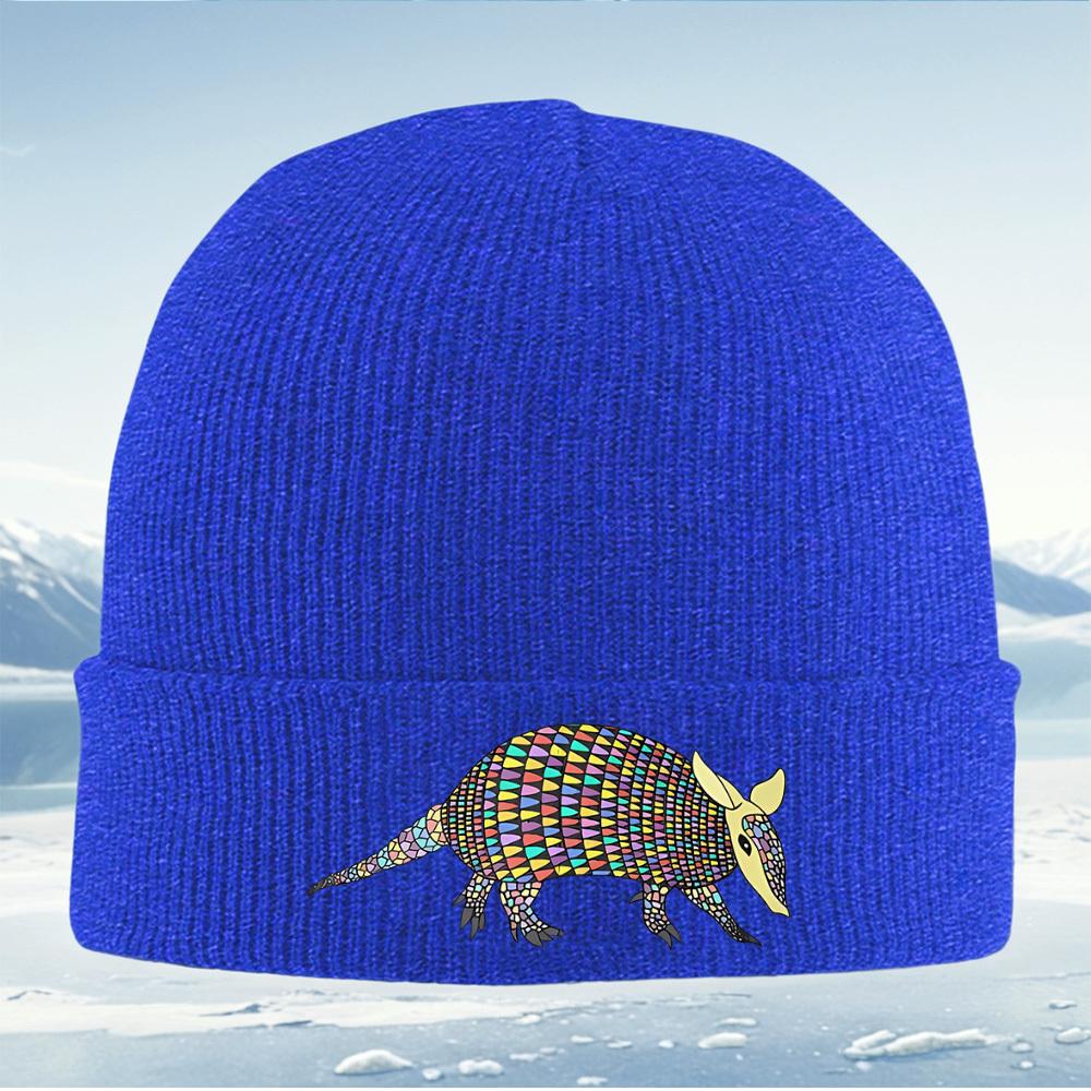 Colorful geometric animal design pattern Men Women Unisex Knitted Hat Beanie Pullover Cap Winter Thermal Warm Christmas Outdoor